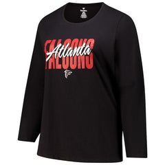 Atlanta Falcons Women's Long Sleeve Scoop Neck T-Shirt - Black cheap