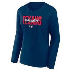 Houston Texans Women's Long Sleeve Scoop Neck T-Shirt - Navy on sale