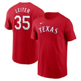 Jack Leiter Texas Rangers Fuse Name & Number T-Shirt Red