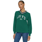 New York Jets Tommy Hilfiger Women's Alice V-Neck Pullover Sweatshirt - Green for sale