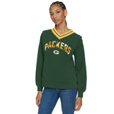 Green Bay Packers Tommy Hilfiger Women's Alice V-Neck Pullover Sweatshirt - Green on sale