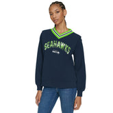 Seattle Seahawks Tommy Hilfiger Women's Alice V-Neck Pullover Sweatshirt - Navy outlet
