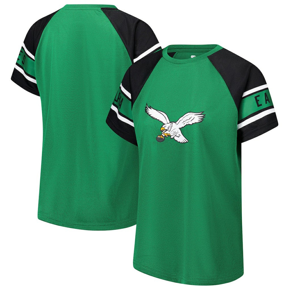 Philadelphia Eagles Starter Women's 1st Rounder Color Block Raglan Top - Kelly Green sale