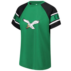 Philadelphia Eagles Starter Women's 1st Rounder Color Block Raglan Top - Kelly Green sale