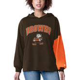 Cleveland Browns Starter Women's Power Move Long Sleeve Pullover Hoodie - Brown cheap