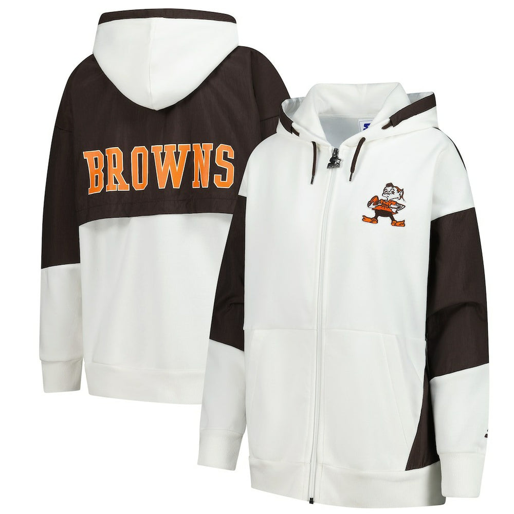 Cleveland Browns Starter Women's Scrimmage Full-Zip Hoodie - White outlet