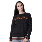 Cincinnati Bengals Starter Women's Oversized On the Ball Intarsia Knit Pullover Sweater - Black online