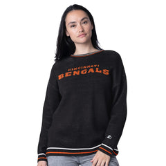 Cincinnati Bengals Starter Women's Oversized On the Ball Intarsia Knit Pullover Sweater - Black online