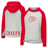 Kansas City Chiefs DKNY Sport Women's Joy Cropped Raglan Pullover Hoodie - Gray/Red outlet