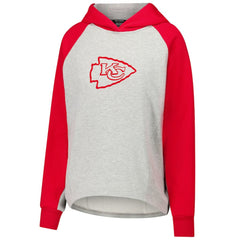 Kansas City Chiefs DKNY Sport Women's Joy Cropped Raglan Pullover Hoodie - Gray/Red outlet