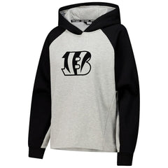 Cincinnati Bengals DKNY Sport Women's Joy Cropped Raglan Pullover Hoodie - Gray/Black on sale