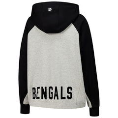 Cincinnati Bengals DKNY Sport Women's Joy Cropped Raglan Pullover Hoodie - Gray/Black on sale