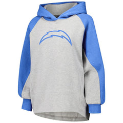 Los Angeles Chargers DKNY Sport Women's Joy Cropped Raglan Pullover Hoodie - Gray/Powder Blue cheap