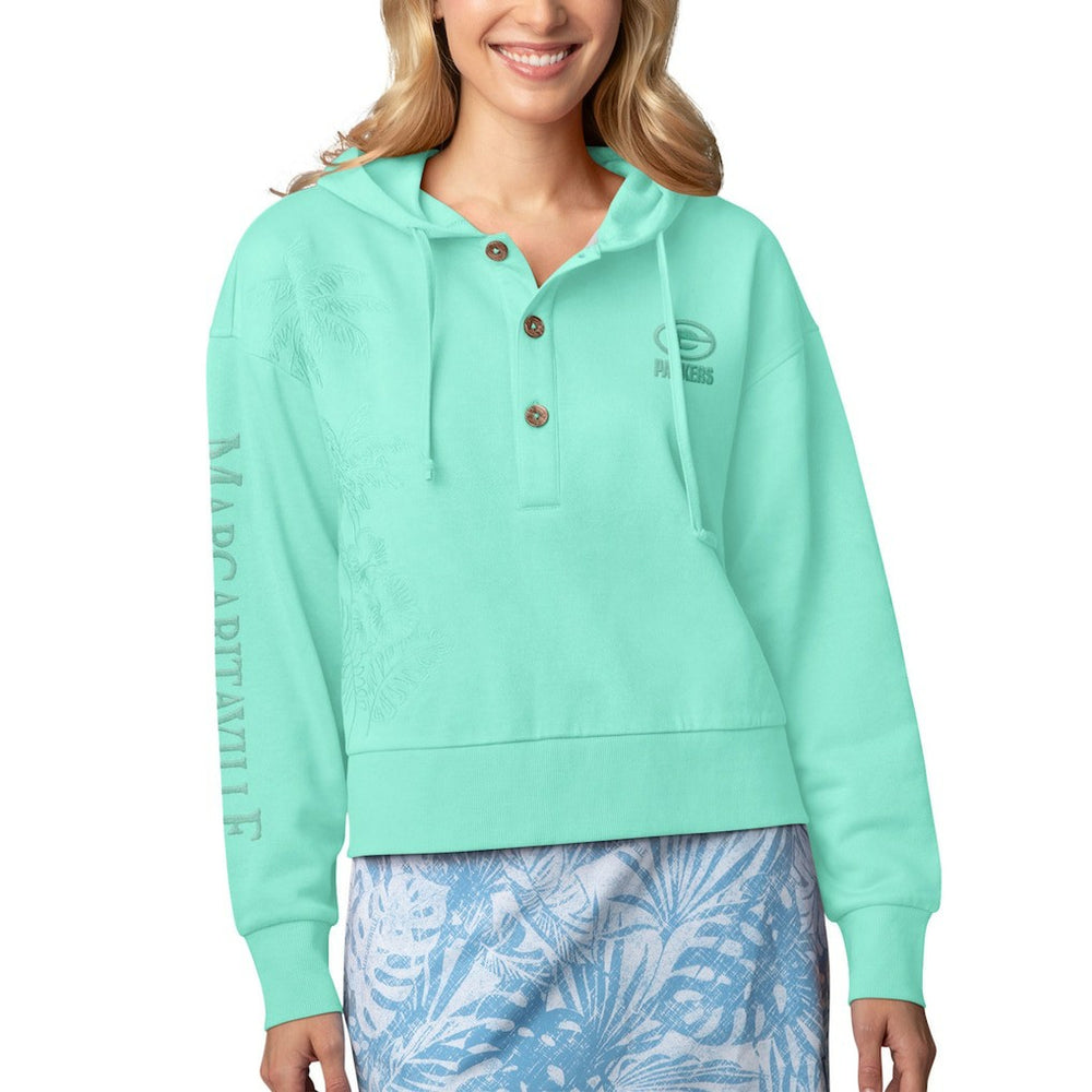 Green Bay Packers Margaritaville Women's Island Dream Solid Pullover Hoodie - Mint outlet