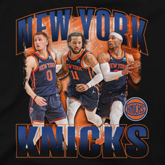 Jalen Brunson, Donte DiVincenzo & Josh Hart New York Knicks Stadium Essentials Unisex Trio T-Shirt - Black on sale