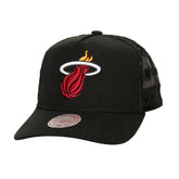 Miami Heat Monogram Allover Logo Mesh Trucker Adjustable Hat - Black on sale