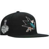 San Jose Sharks Mitchell & Ness Core Top Spot Snapback Hat - Black Hats