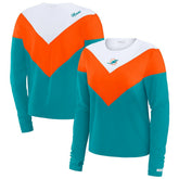 Miami Dolphins WEAR by Erin Andrews Women's Chevron Tri-Blend Long Sleeve T-Shirt - Aqua/Orange discount