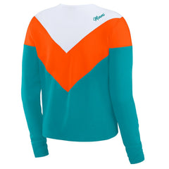 Miami Dolphins WEAR by Erin Andrews Women's Chevron Tri-Blend Long Sleeve T-Shirt - Aqua/Orange discount