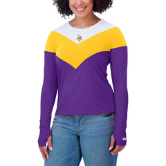 Minnesota Vikings WEAR by Erin Andrews Women's Plus Size Chevron Tri-Blend Long Sleeve T-Shirt - White/Gold discount