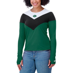 New York Jets WEAR by Erin Andrews Women's Plus Size Chevron Tri-Blend Long Sleeve T-Shirt - Green/Black for sale