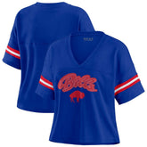Buffalo Bills WEAR by Erin Andrews Women's Plus Size Color Block Boxy V-Neck T-Shirt - Royal discount