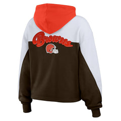 Cleveland Browns WEAR by Erin Andrews Women's Plus Size Color Block Full-Zip Hoodie - Brown outlet