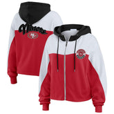 San Francisco 49ers WEAR by Erin Andrews Women's Plus Size Color Block Full-Zip Hoodie - Scarlet on sale