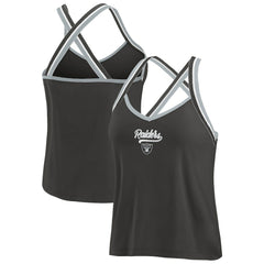Las Vegas Raiders WEAR by Erin Andrews Women's Cross Strap Tri-Blend Tank Top - Black sale