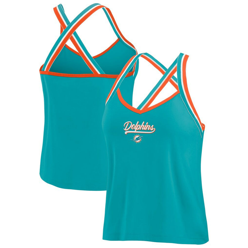 Miami Dolphins WEAR by Erin Andrews Women's Cross Strap Tri-Blend Tank Top - Aqua cheap
