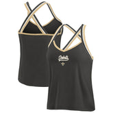 New Orleans Saints WEAR by Erin Andrews Women's Cross Strap Tri-Blend Tank Top - Black sale