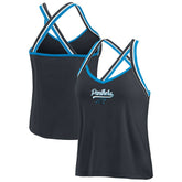 Carolina Panthers WEAR by Erin Andrews Women's Cross Strap Tri-Blend Tank Top - Black on sale