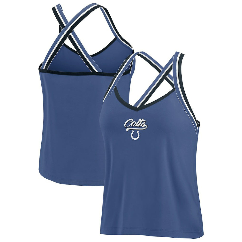Indianapolis Colts WEAR by Erin Andrews Women's Cross Strap Tri-Blend Tank Top - Royal for sale