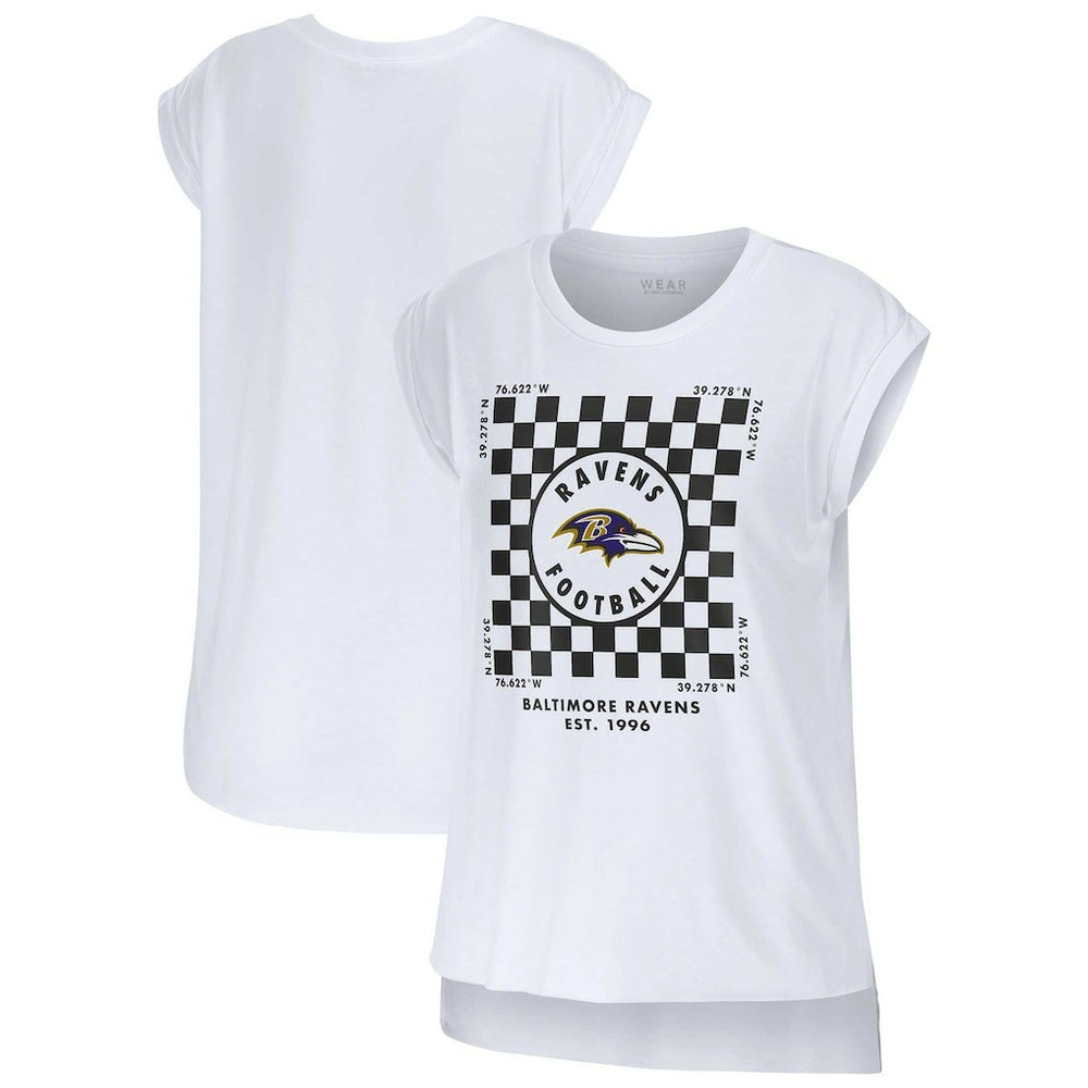 Baltimore Ravens WEAR by Erin Andrews Women's Checker Muscle Tank Top - White on sale