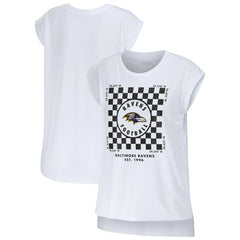 Baltimore Ravens WEAR by Erin Andrews Women's Checker Muscle Tank Top - White on sale