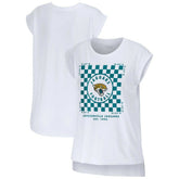 Jacksonville Jaguars WEAR by Erin Andrews Women's Checker Muscle Tank Top - White for sale