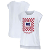 New York Giants WEAR by Erin Andrews Women's Checker Muscle Tank Top - White cheap
