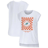 Miami Dolphins WEAR by Erin Andrews Women's Checker Muscle Tank Top - White discount