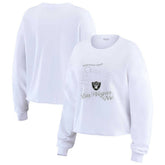Las Vegas Raiders WEAR by Erin Andrews Women's Postcard Cropped Long Sleeve Top - White sale