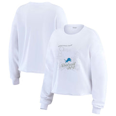 Detroit Lions WEAR by Erin Andrews Women's Postcard Cropped Long Sleeve Top - White for sale