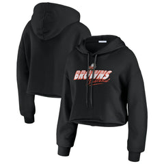 Cleveland Browns WEAR by Erin Andrews Women's Prime Cropped Pullover Hoodie - Black sale