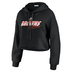 Cleveland Browns WEAR by Erin Andrews Women's Prime Cropped Pullover Hoodie - Black sale