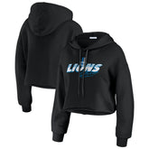 Detroit Lions WEAR by Erin Andrews Women's Prime Cropped Pullover Hoodie - Black online