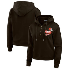 Cleveland Browns WEAR by Erin Andrews Women's Waffle-Knit Pullover Hoodie - Brown discount