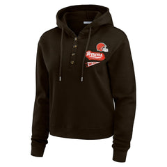 Cleveland Browns WEAR by Erin Andrews Women's Waffle-Knit Pullover Hoodie - Brown discount