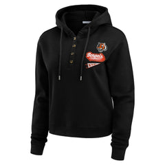 Cincinnati Bengals WEAR by Erin Andrews Women's Waffle-Knit Pullover Hoodie - Black cheap