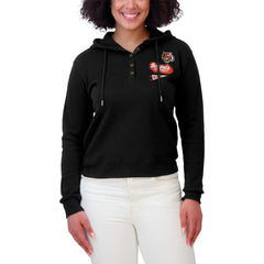 Cincinnati Bengals WEAR by Erin Andrews Women's Waffle-Knit Pullover Hoodie - Black cheap