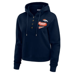 Denver Broncos WEAR by Erin Andrews Women's Waffle-Knit Pullover Hoodie - Navy on sale