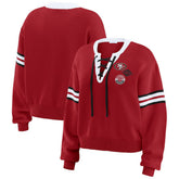 San Francisco 49ers WEAR by Erin Andrews Women's Lace-Up Sweater - Scarlet for sale