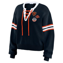Chicago Bears WEAR by Erin Andrews Women's Lace-Up Sweater - Navy cheap